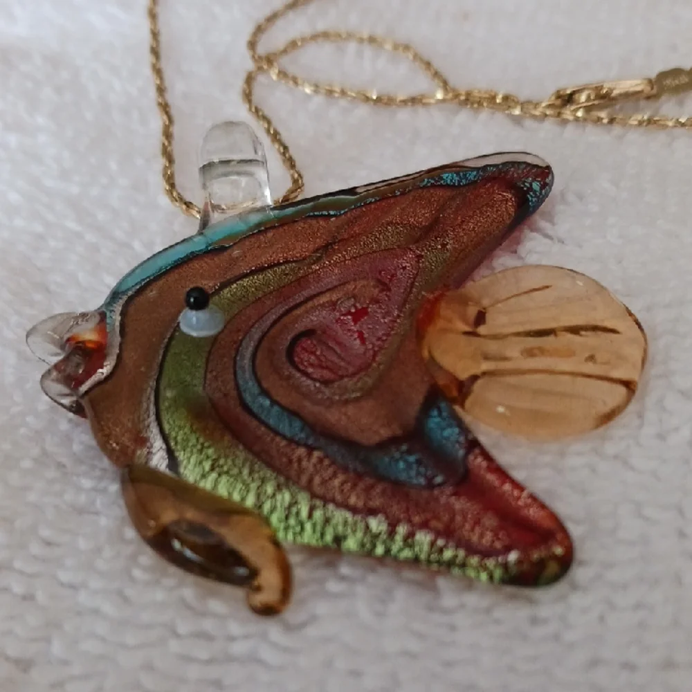 Colorful Glass Fish Pendant Necklace - Picture 2 of 8